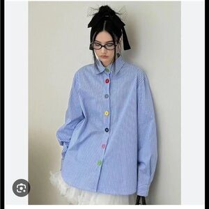 OVERSIZED STRIPE BUTTON-UP SHIRT